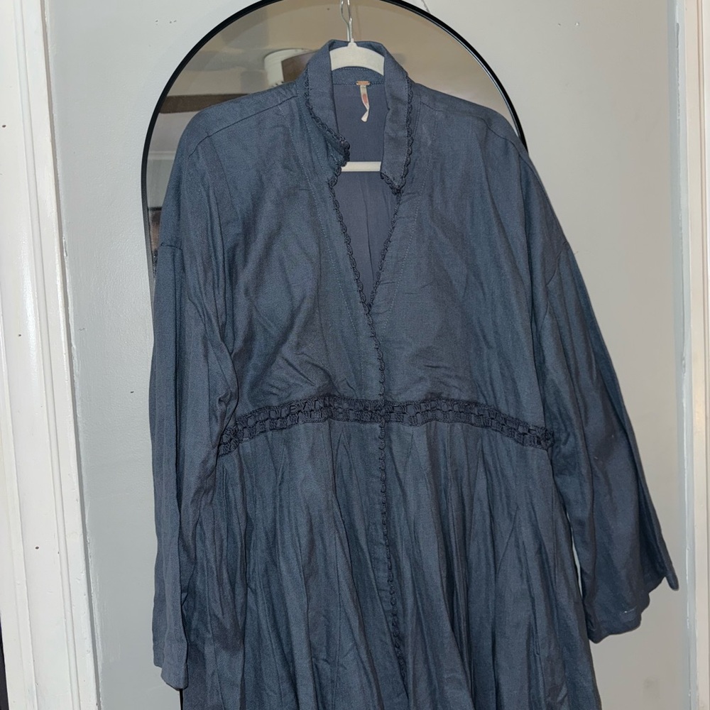 Free People Slate Blue Peasant Tunic Dress - Picture 2 of 4